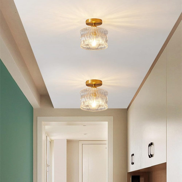 Luminara | Elegant Modern Glass Ceiling Lamp with Gold Finish 4