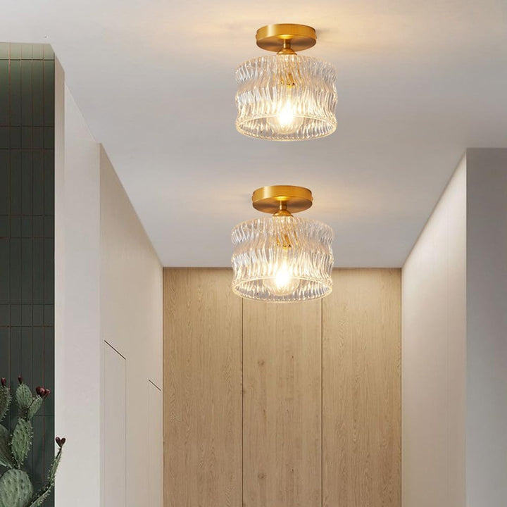 Luminara | Elegant Modern Glass Ceiling Lamp with Gold Finish 5