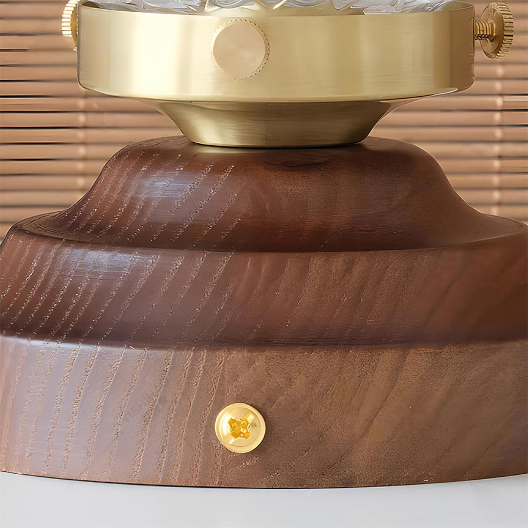 Luminara | Elegant Textured Glass Ceiling Light Fixture with Walnut Accents 5