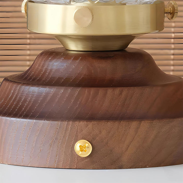 Luminara | Elegant Textured Glass Ceiling Light Fixture with Walnut Accents 5