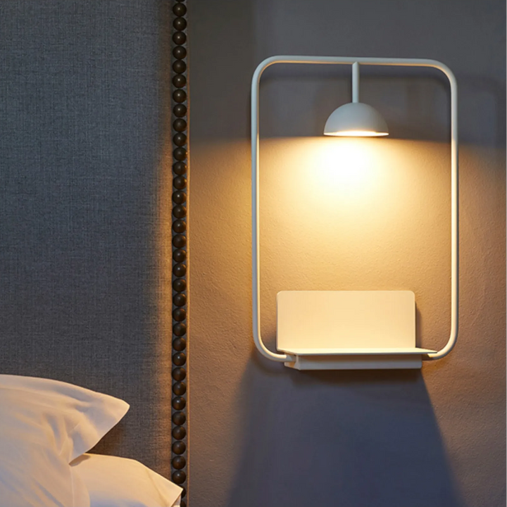 Luminara | Stylish Modern Metal Wall Lamp with Integrated Shelf 8