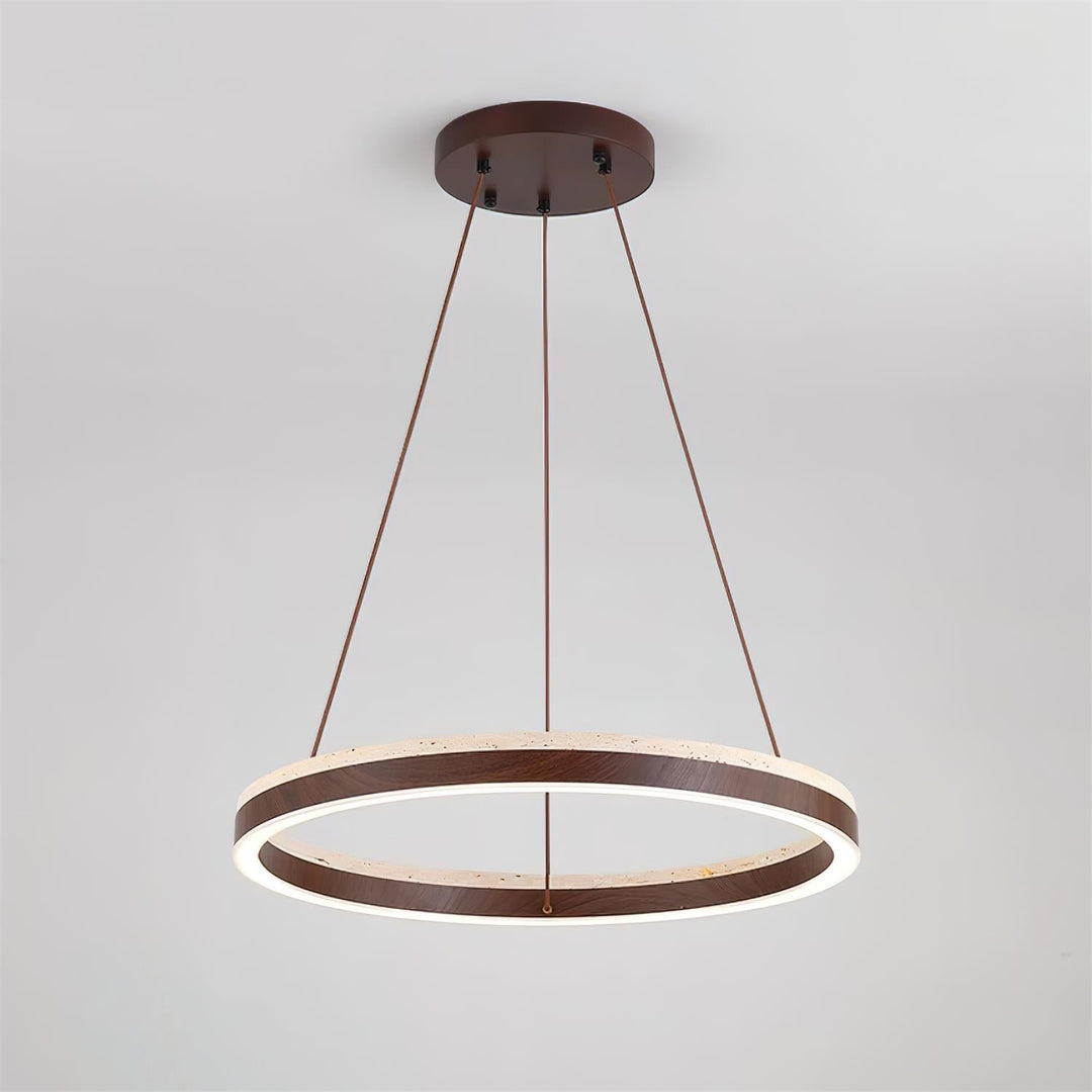 Luminara | Stylish Natural Wood and Travertine Hanging Pendant Light 2