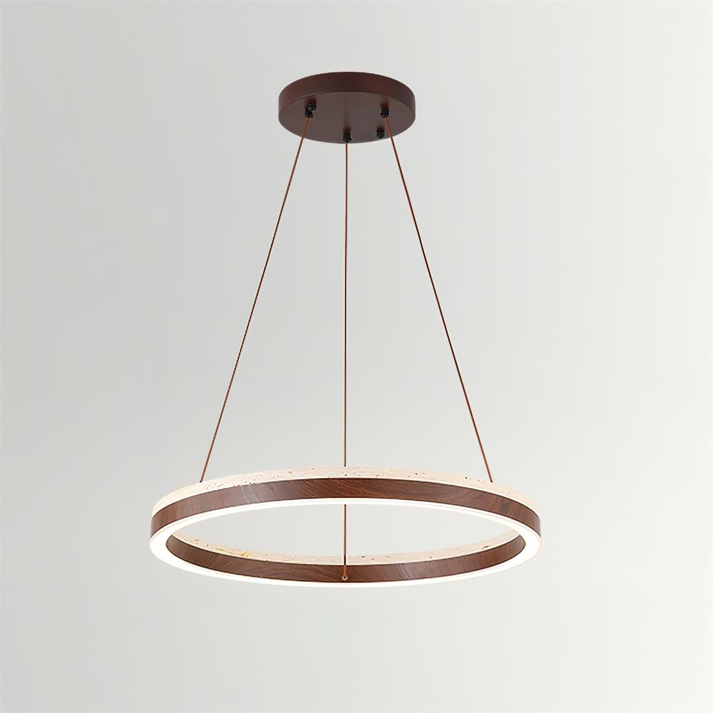 Luminara | Stylish Natural Wood and Travertine Hanging Pendant Light 7