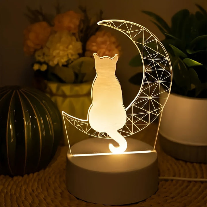 LunaCat - 3D Night Lamp with Moon Design 2