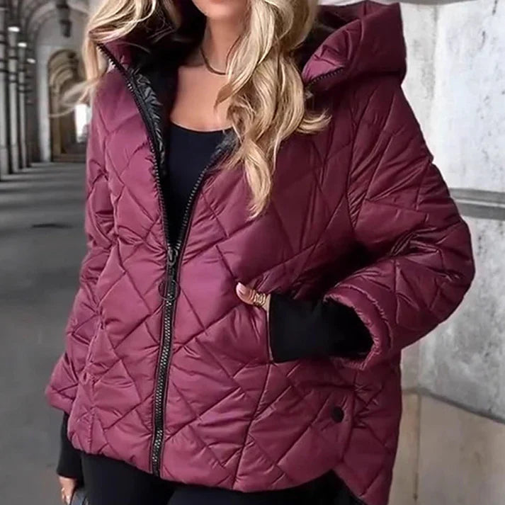 Lux Collection | Puffer Jacket with Voluminous Hood – Stylish Quilted Design for Modern Elegance on Cold Days 1