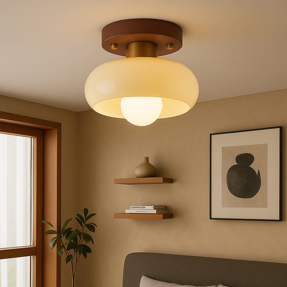 Lystra | Classic Wooden Cream Ceiling Lamp for Elegant Interiors 1