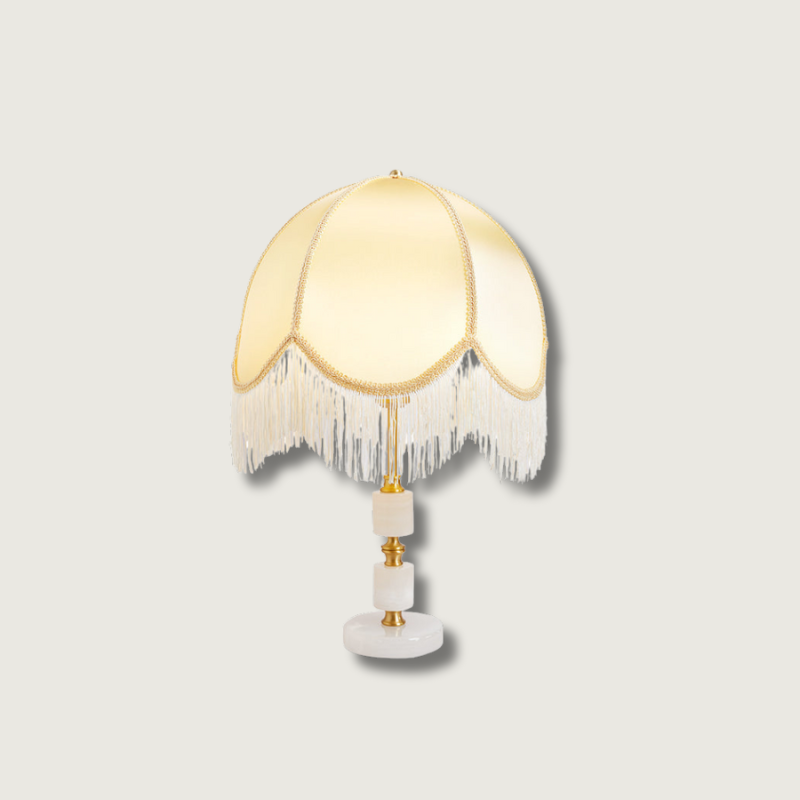 MarbleCharm – Rustic Table Lamp with Tassel Accent 0