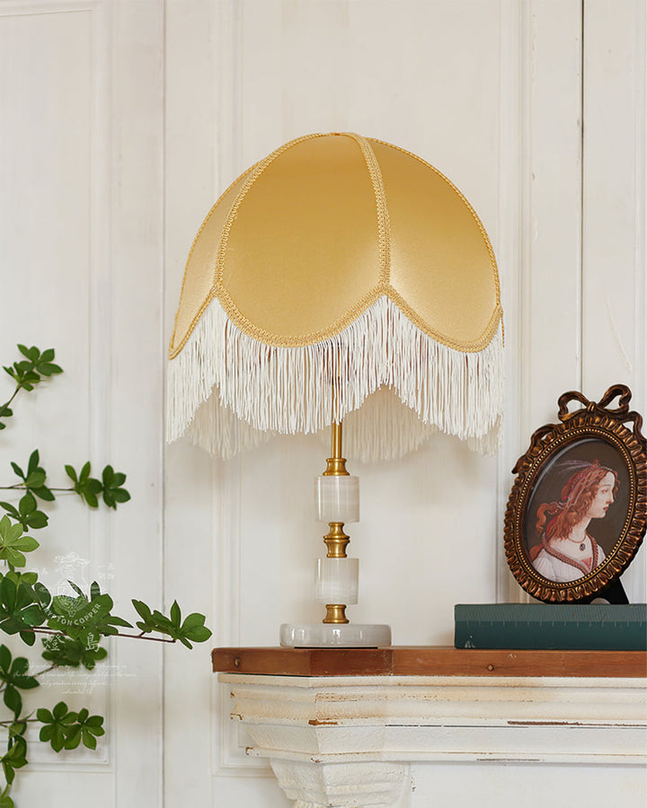 MarbleCharm – Rustic Table Lamp with Tassel Accent 2