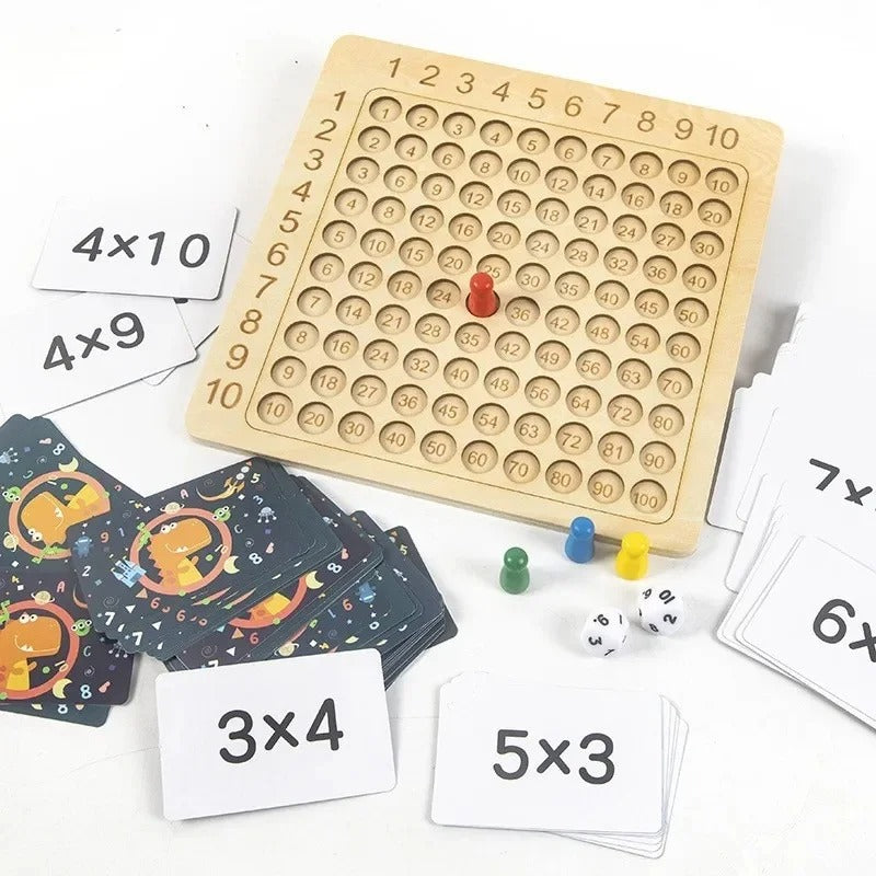 MathBuddy – Educational game board with number tiles and dice to learn multiplication 1