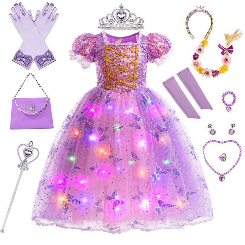 Meisjes Prinsessenjurk Zeemeermin Lichtgevend Zachte Ademende Stoffen 8
