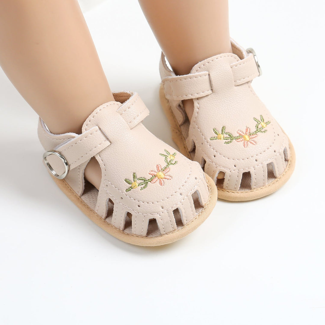 Meisjes Sandalen Bloemenborduursel Zacht Imitatieleer Antislip Zool 0