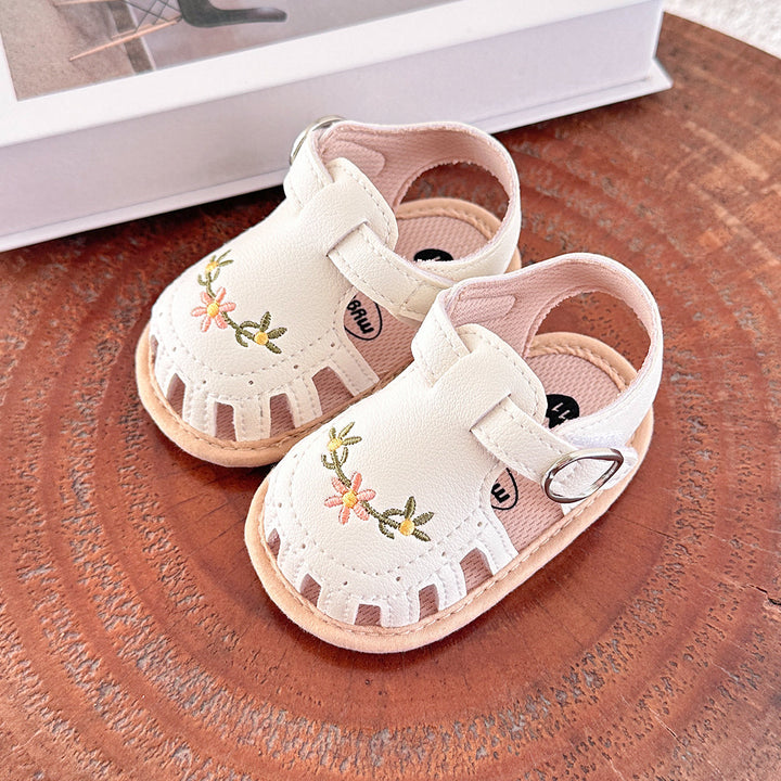 Meisjes Sandalen Bloemenborduursel Zacht Imitatieleer Antislip Zool 2