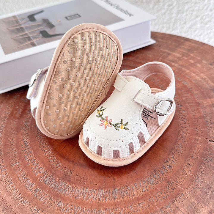 Meisjes Sandalen Bloemenborduursel Zacht Imitatieleer Antislip Zool 6