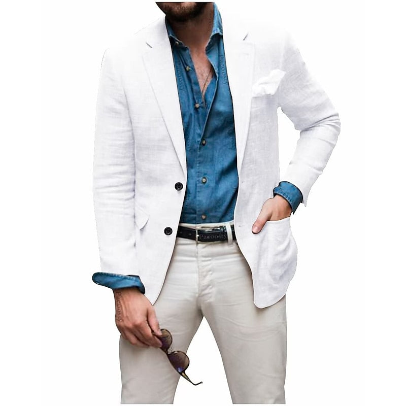 Men's Casual Linen Blazer Jacket - Lightweight, Breathable All-Season Wear for Versatile Style 2