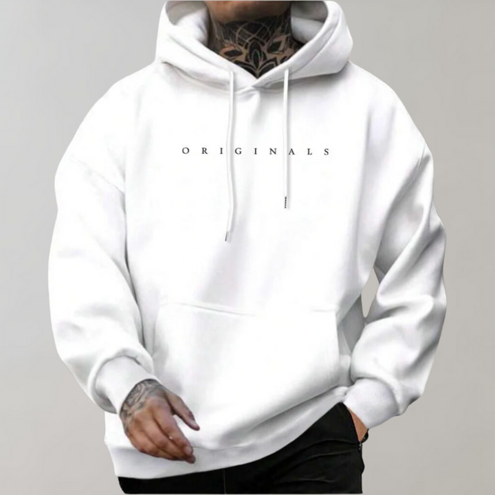 Men's Casual Pullover Hoodie with Embroidered Front and Kangaroo Pocket 1