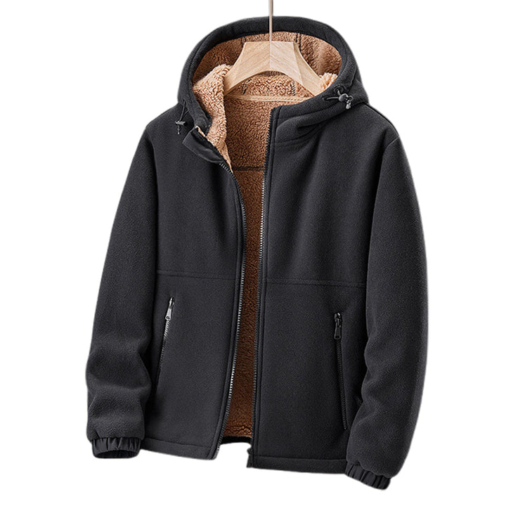 Men's Fleece Winter Jacket with Hood and Zipper Pockets 6