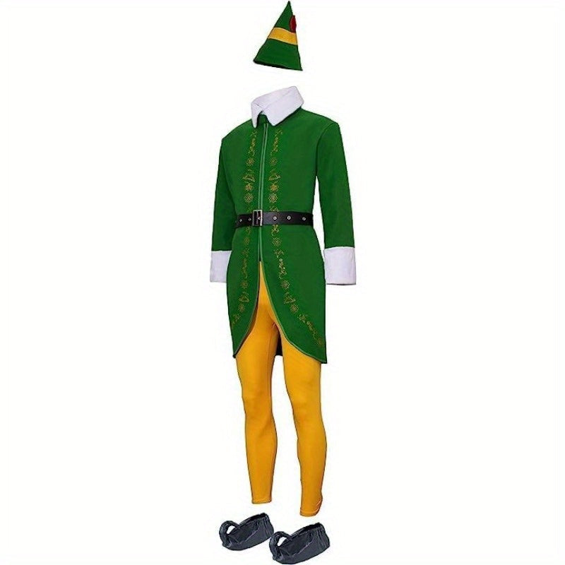 Men’s Holiday Elf Outfit | Funny Long Sleeve Halloween Costume 0