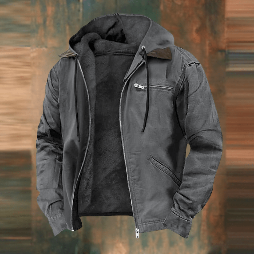Men's Hooded Bomber Jacket with Lined Interior and Zip Pockets 2
