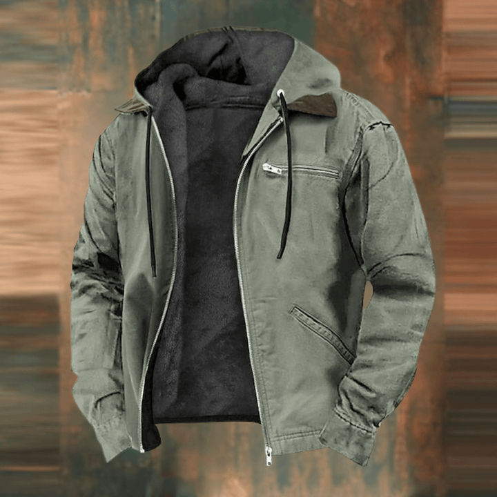 Men's Hooded Bomber Jacket with Lined Interior and Zip Pockets 3