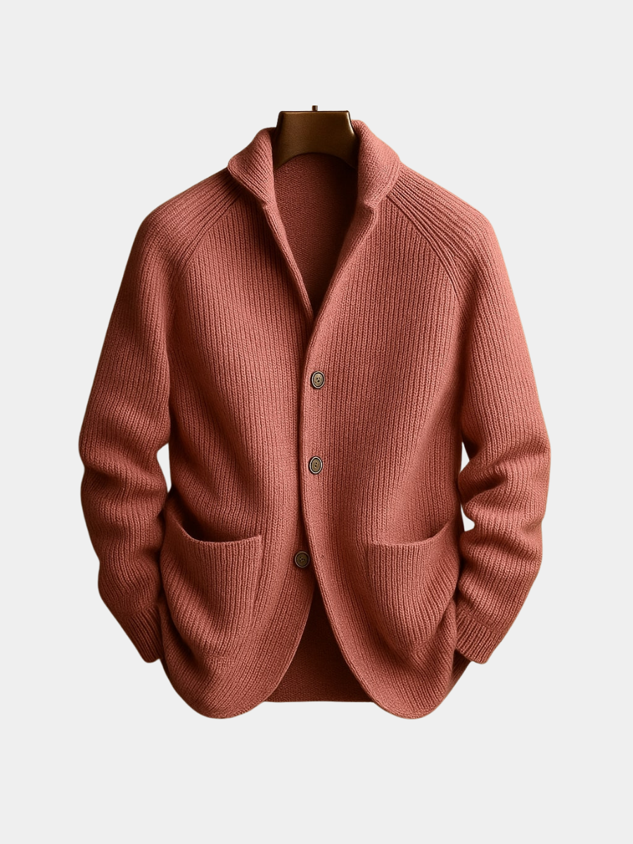 Men's Shawl Collar Cardigan with Lightweight Wool Blend – Comfortable Layer for Everyday Warmth 1