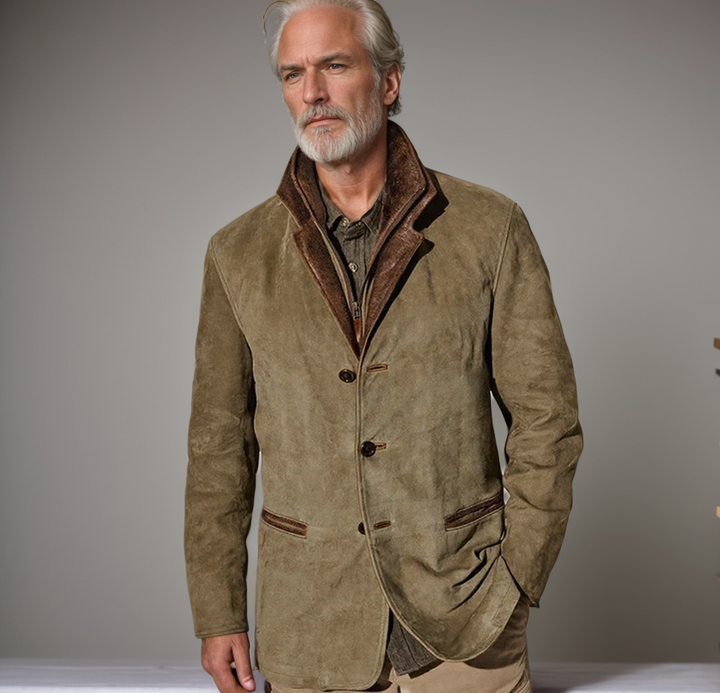 Men's Vintage Leather-Look Coat with Classic Tailored Fit 1