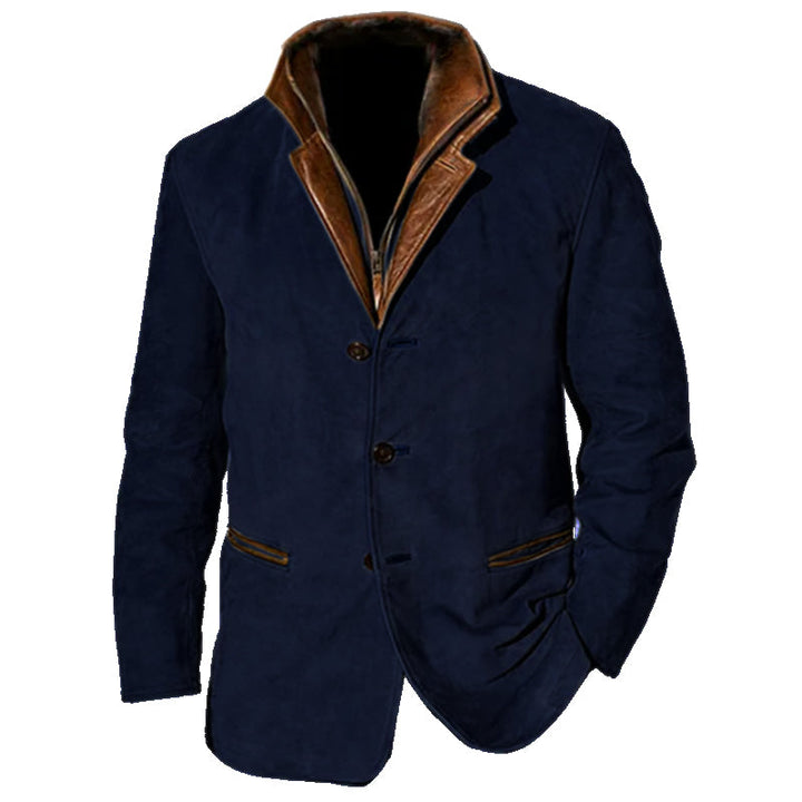 Men's Vintage Leather-Look Coat with Classic Tailored Fit 4