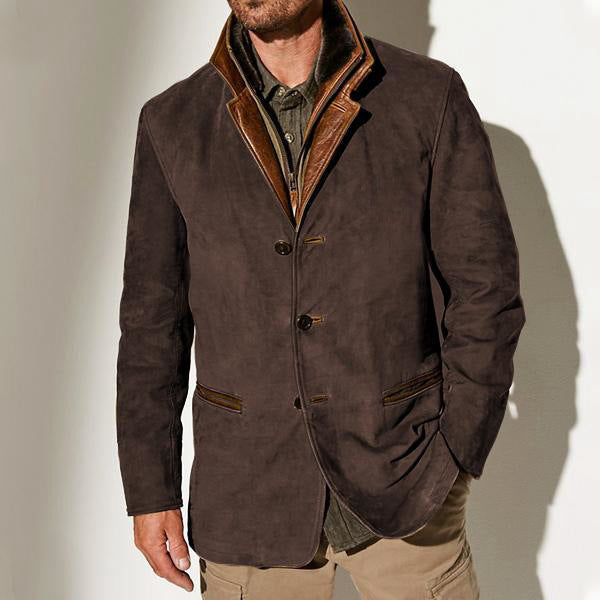 Men's Vintage Leather-Look Coat with Classic Tailored Fit 5