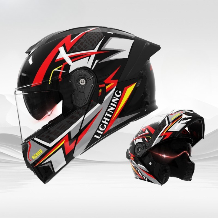 Men’s Vintage Modular Motorcycle Helmet Double Lens DOT ECE Approved ABS Shell 15