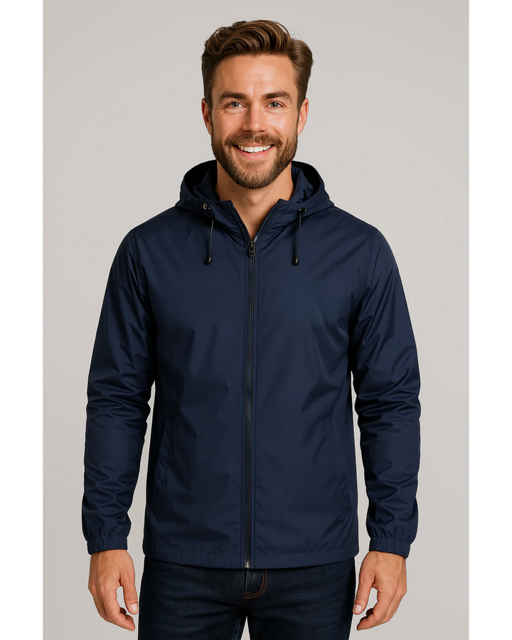 Men's Waterproof Rain Jacket with Hood and Lightweight Zip Design 2
