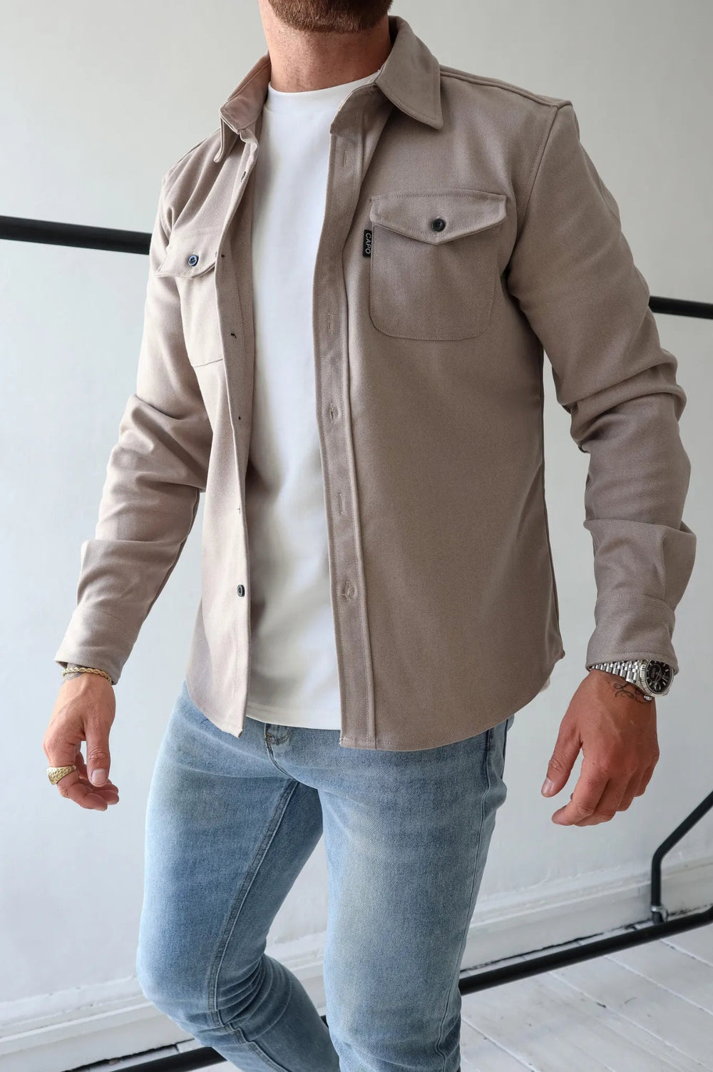 MetroShirt Jacket – A Buttoned Shirt Jacket for Men with Chest Pockets, blending sophisticated tailoring with casual comfort. 1
