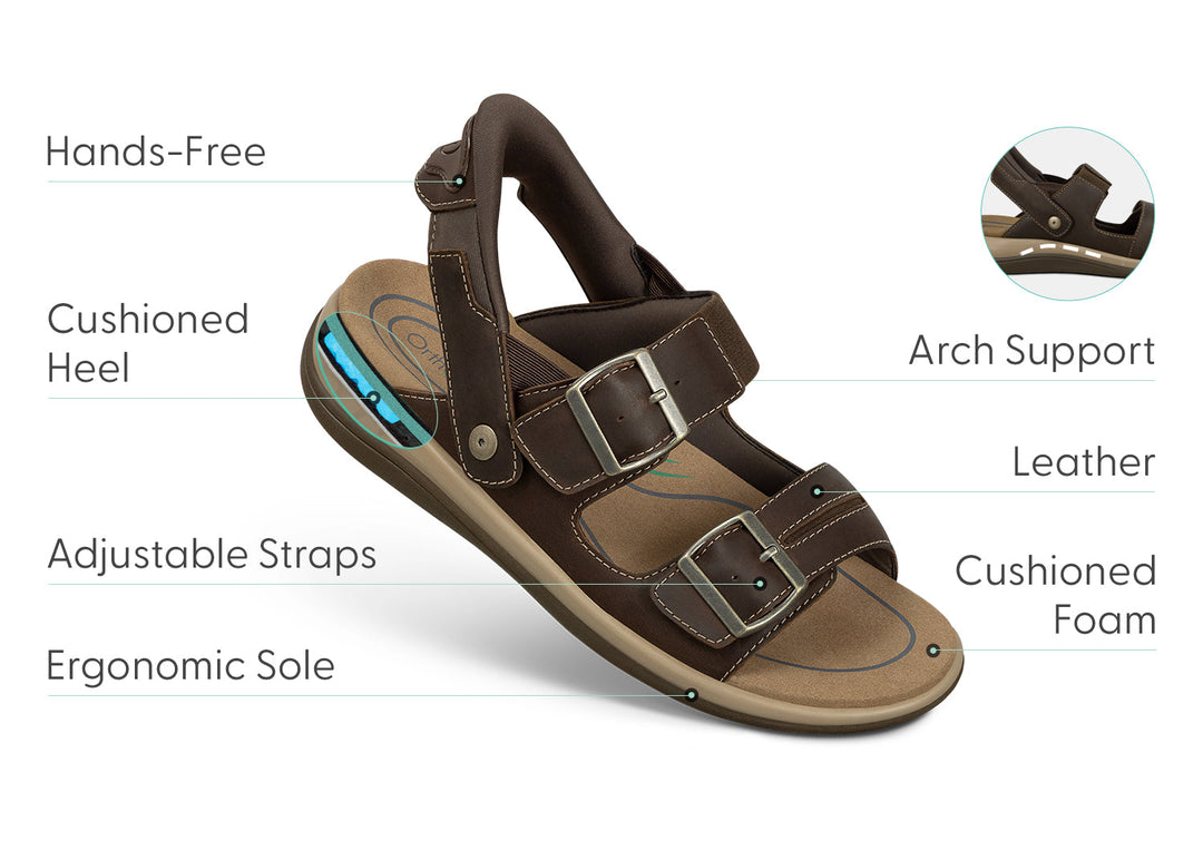 Minerva | Comfortable Stylish Hands-Free Brown Sandals 2