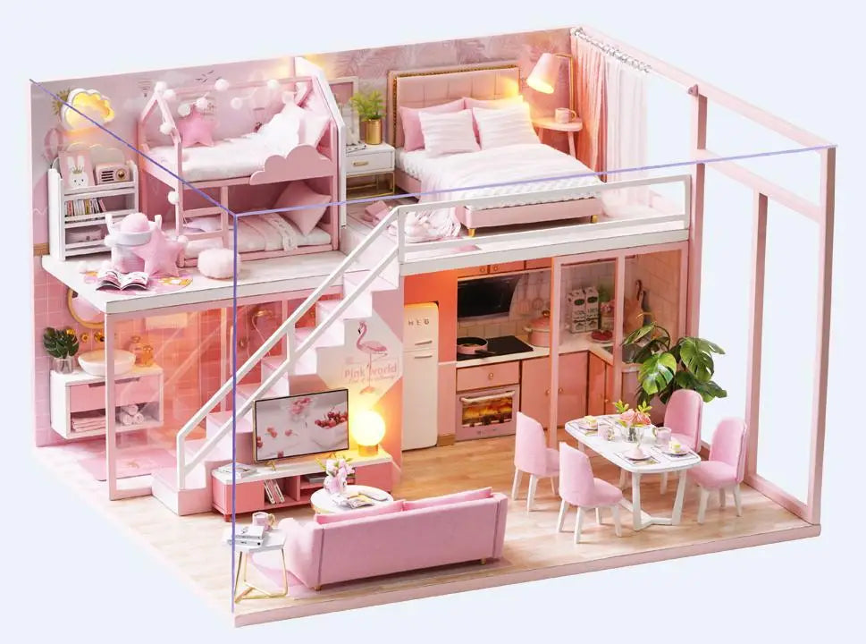 MiniWoodHaven™ – DIY Wooden Dollhouse with Furniture – Creative Gift Set 0