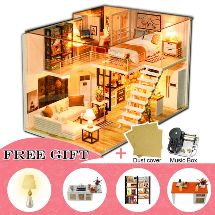 MiniWoodHaven™ – DIY Wooden Dollhouse with Furniture – Creative Gift Set 7