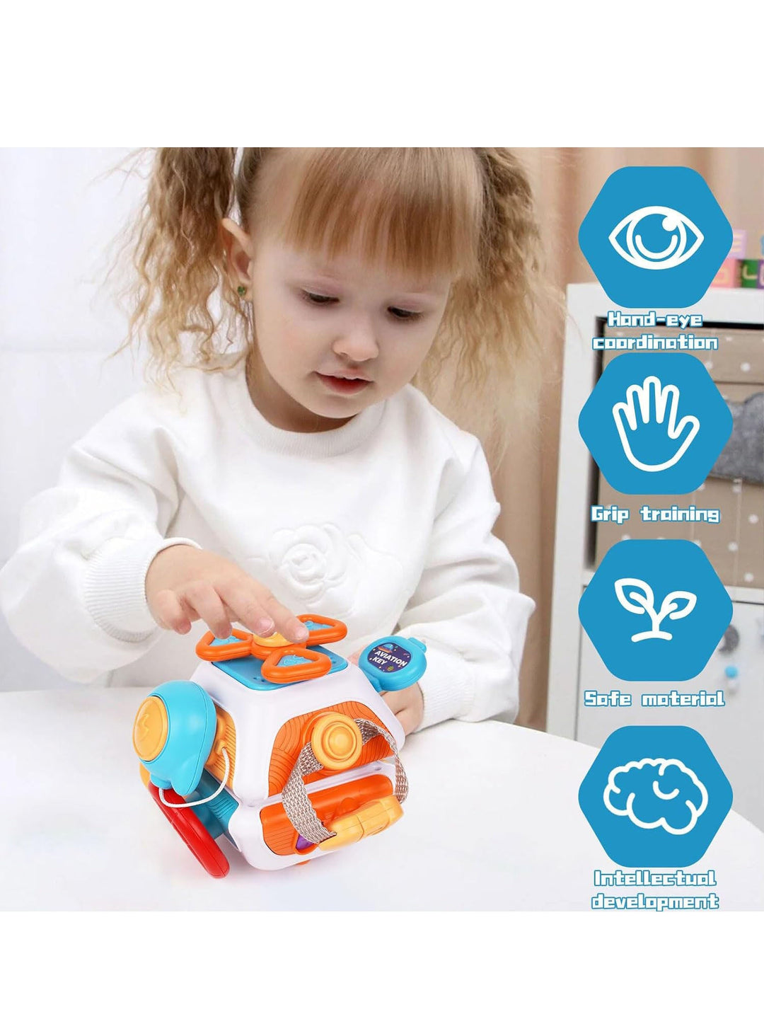 Montessori Toy Cube Interactive Educational Non-Toxic Wooden Toy for Toddlers 1-4 Years 3