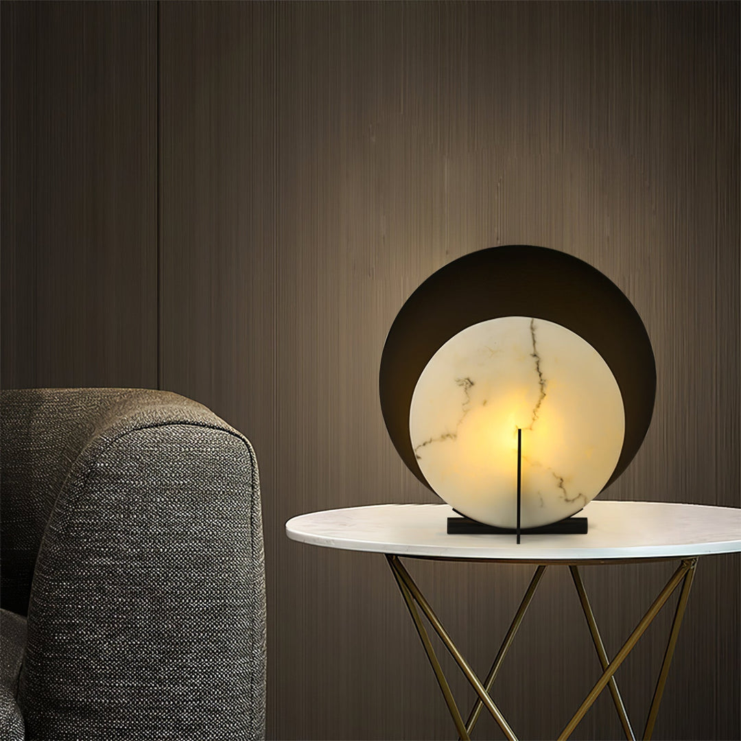 MoonLuxe – Elegant Alabaster Disk Lamp 0