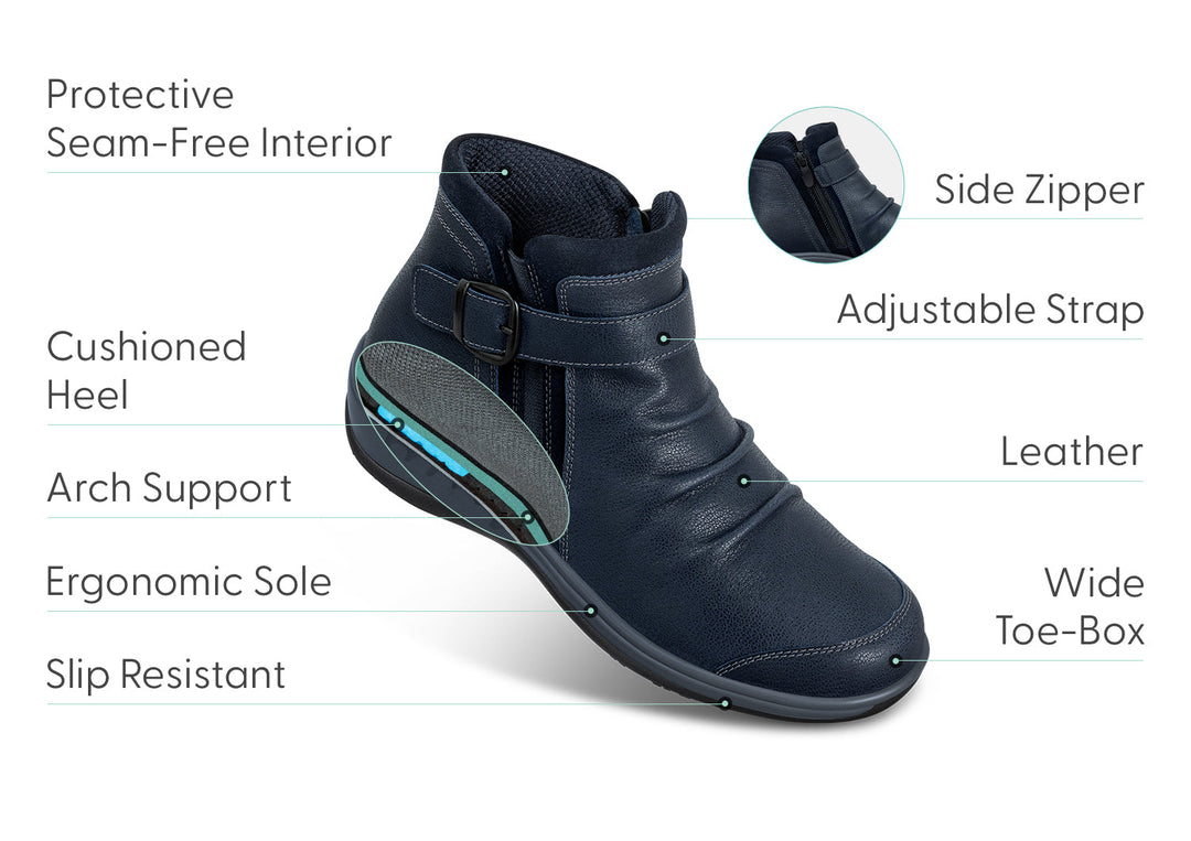 Navy Luxe | Stylish Comfortable Orthopedic Bootie for Everyday Wear 4