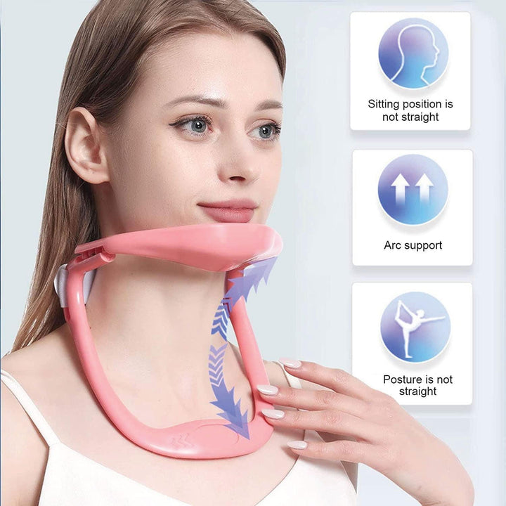 Neck Brace for Posture - Adjustable Neck Stretcher Neck Support for Cervical Pain Relief Neck Traction Device 3