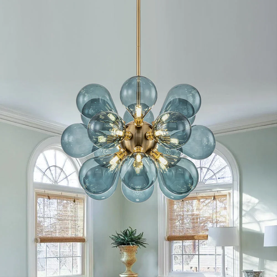 Nomis | Elegant Blue Glass Chandelier Fixture 1