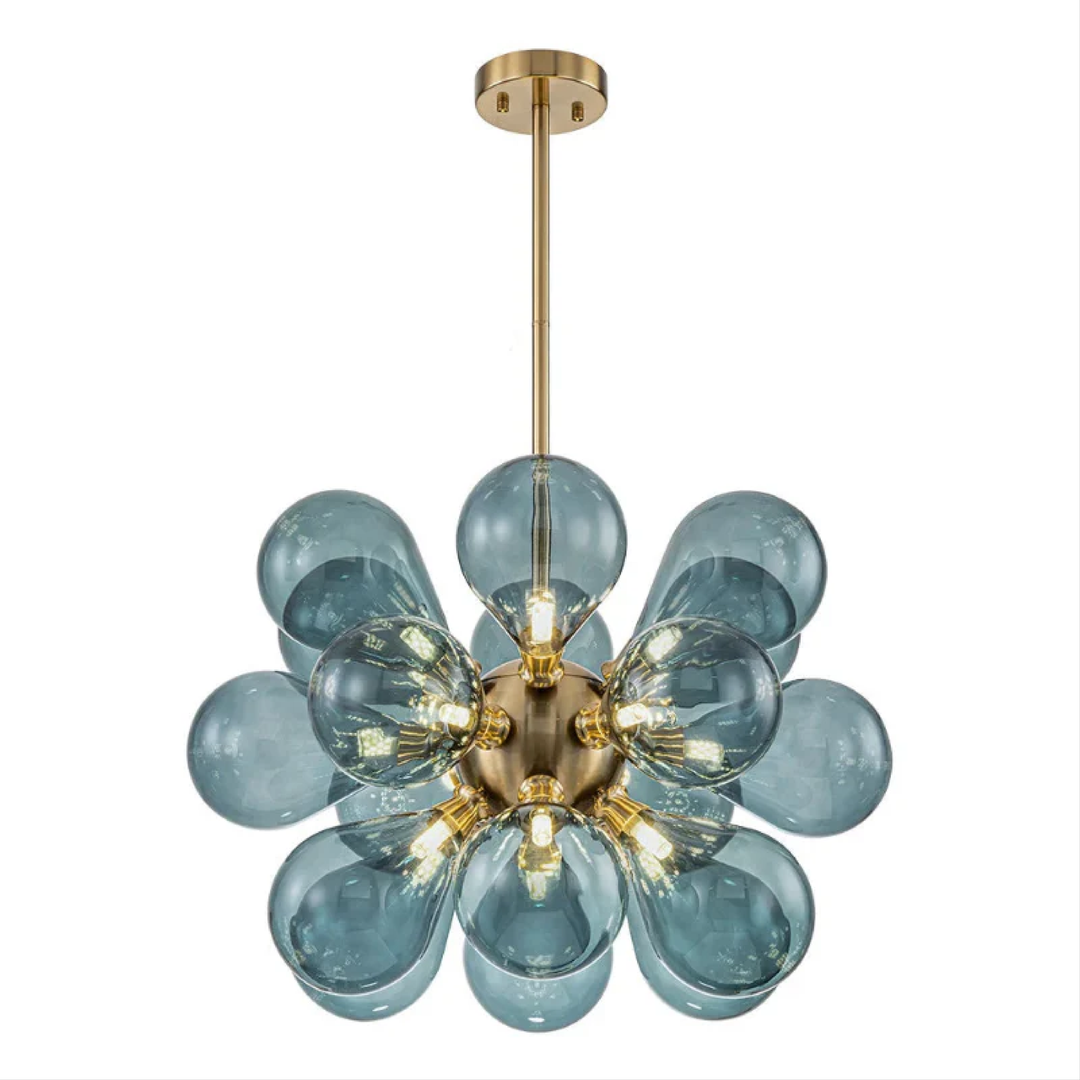 Nomis | Elegant Blue Glass Chandelier Fixture 4