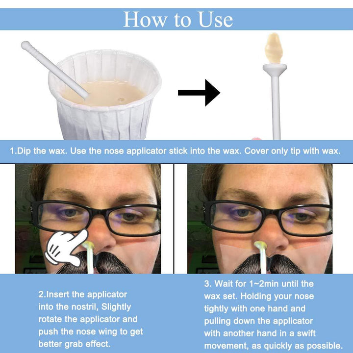 Nose and Ear Wax Kit -  Nose Ear Hair Removal Wax Kit Painless & Easy Mens Nasal Waxing Strip Remover 4