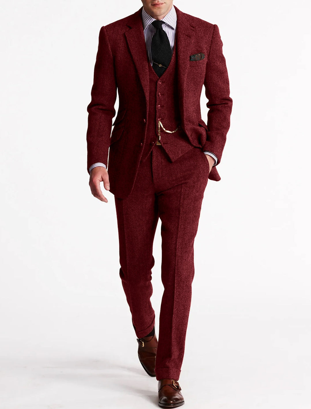 Old-School Luxe 3-Piece Suit – Men's Vintage Tailored Fit for Distinguished Style and Enduring Class 3