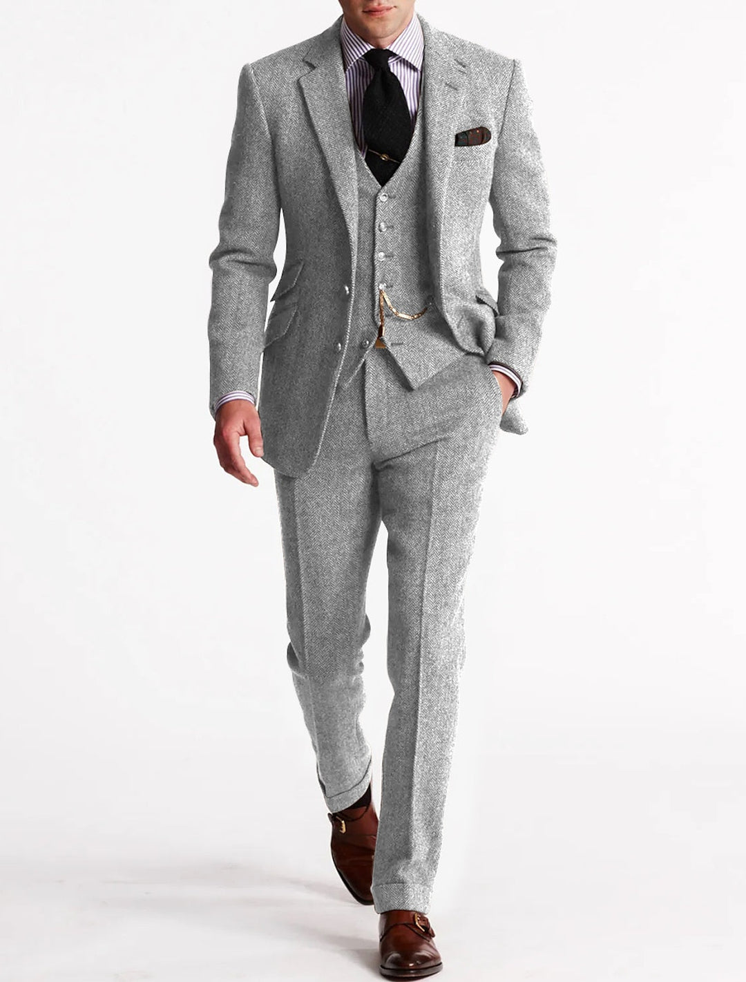 Old-School Luxe 3-Piece Suit – Men's Vintage Tailored Fit for Distinguished Style and Enduring Class 5