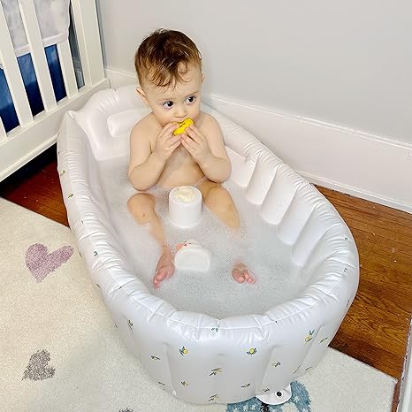 Inflatable Baby Bathtub Compact Safe Non-slip BPA-free PVC for Home and Travel 2