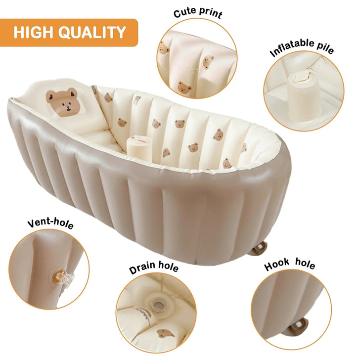 Inflatable Baby Bathtub Compact Safe Non-Slip BPA-Free PVC for Home and Travel 4