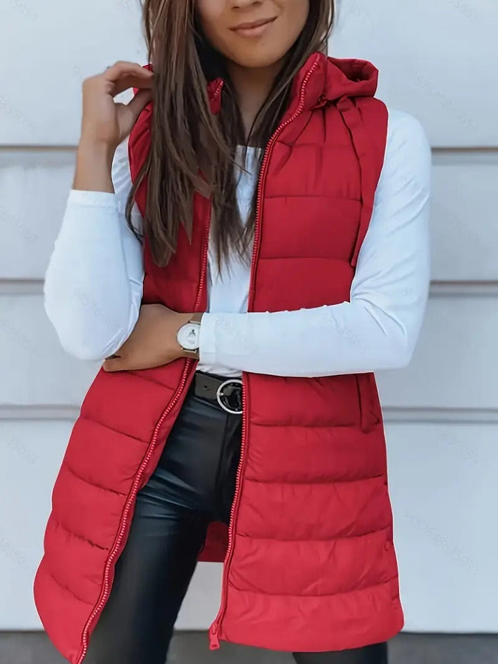 Oversized Women’s Quilted Padded Vest – Long Hooded Bodywarmer for Layered Winter Outfits 6