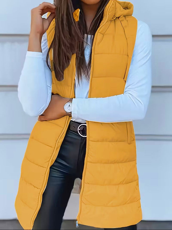 Oversized Women’s Quilted Padded Vest – Long Hooded Bodywarmer for Layered Winter Outfits 8