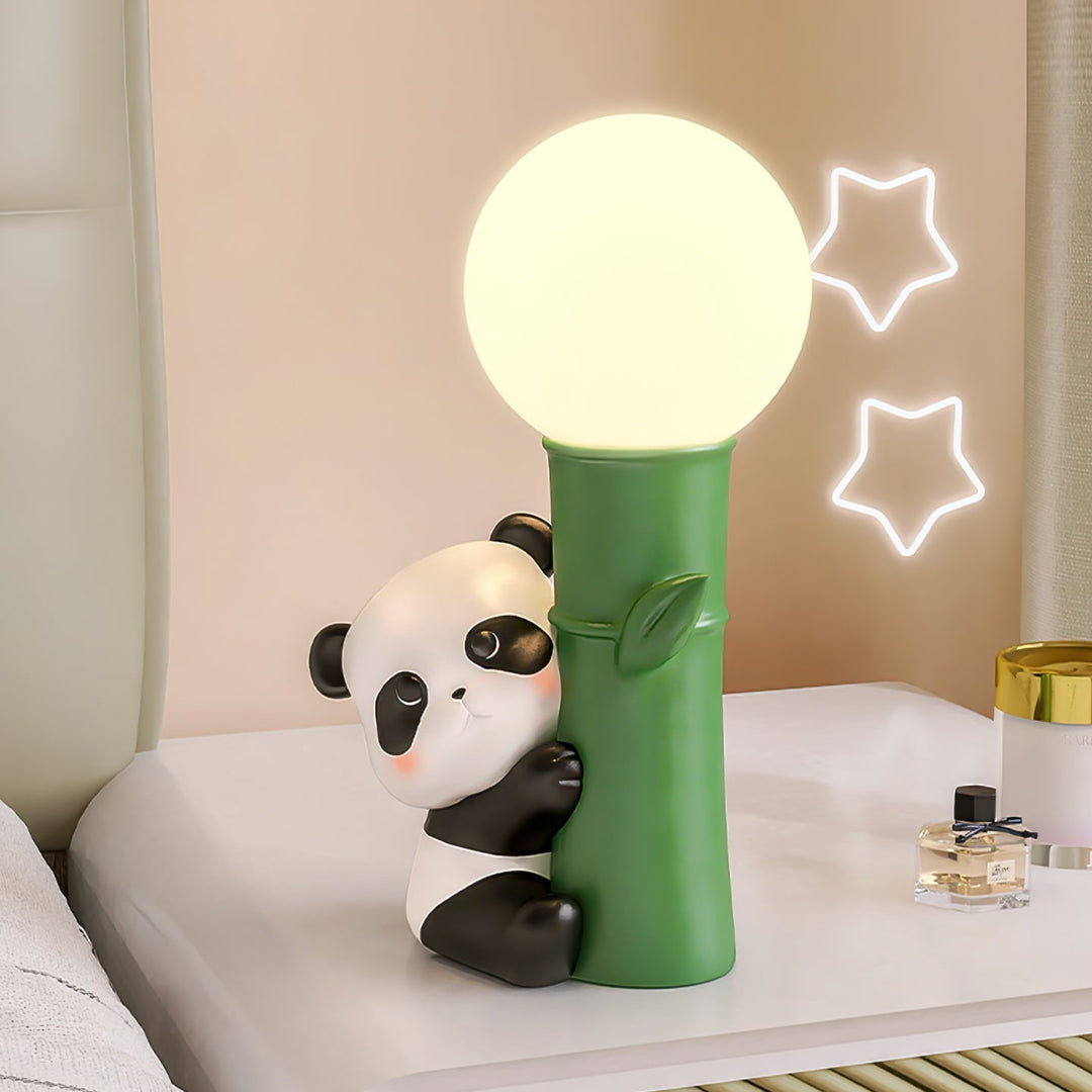 PandaBeam - Table Lamp with Panda Details and Warm Bamboo Illumination 2