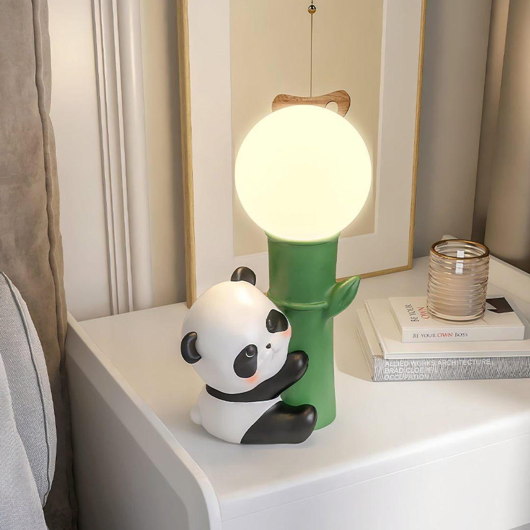 PandaBeam - Table Lamp with Panda Details and Warm Bamboo Illumination 4