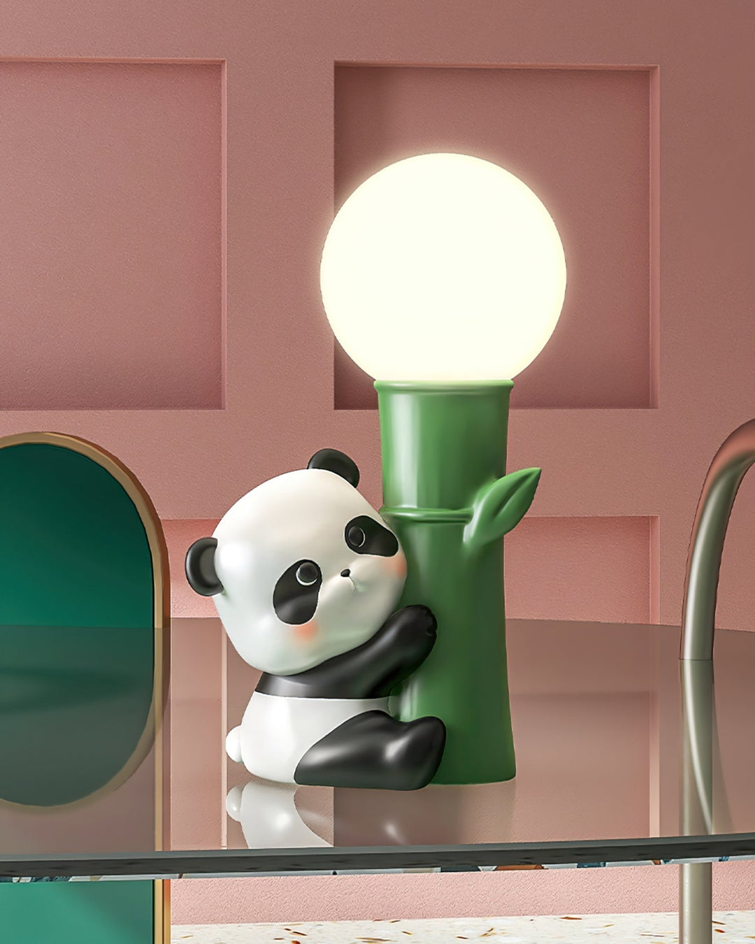 PandaBeam - Table Lamp with Panda Details and Warm Bamboo Illumination 6