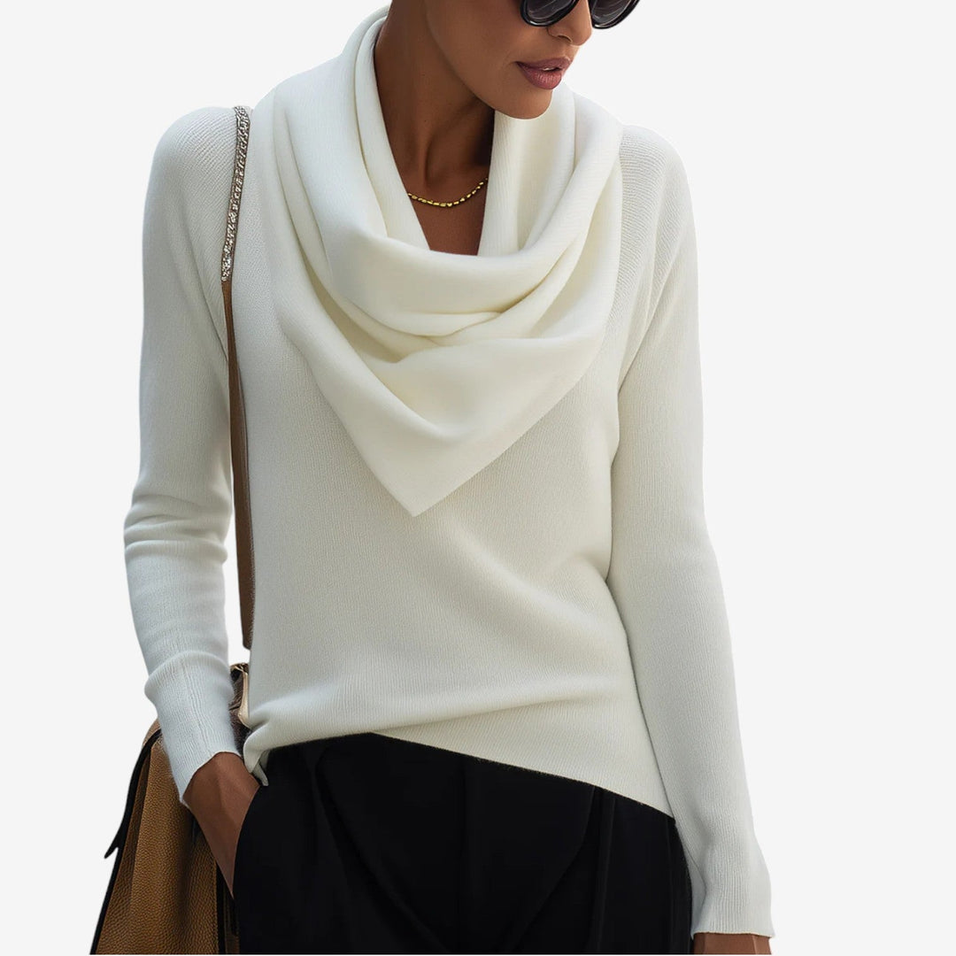 Patricia™ | Draped Collar Pullover with Soft Knit Fabric – Elegant Style for All-Day Comfort 0
